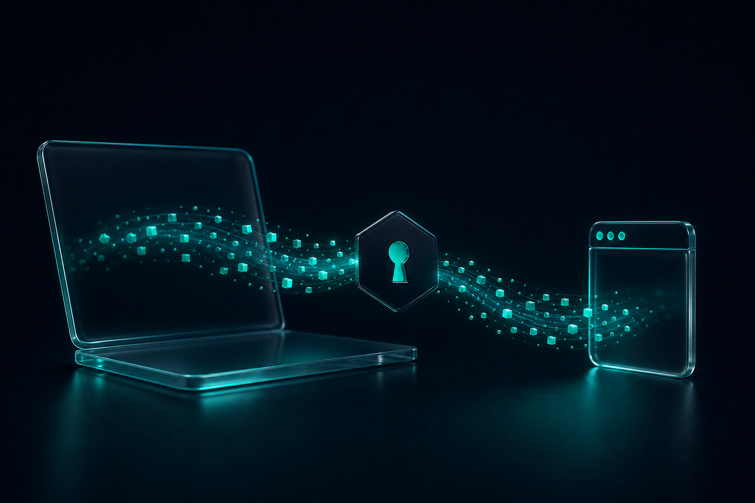 Fluxo de dados criptografados entre dispositivos